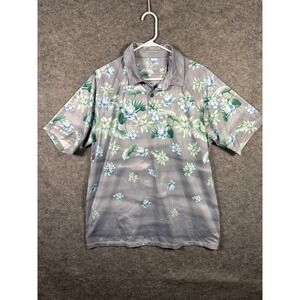 Tommy Bahama IslandZone Men's‎ Floral Polo Shirt Recycled Polyester Gray L